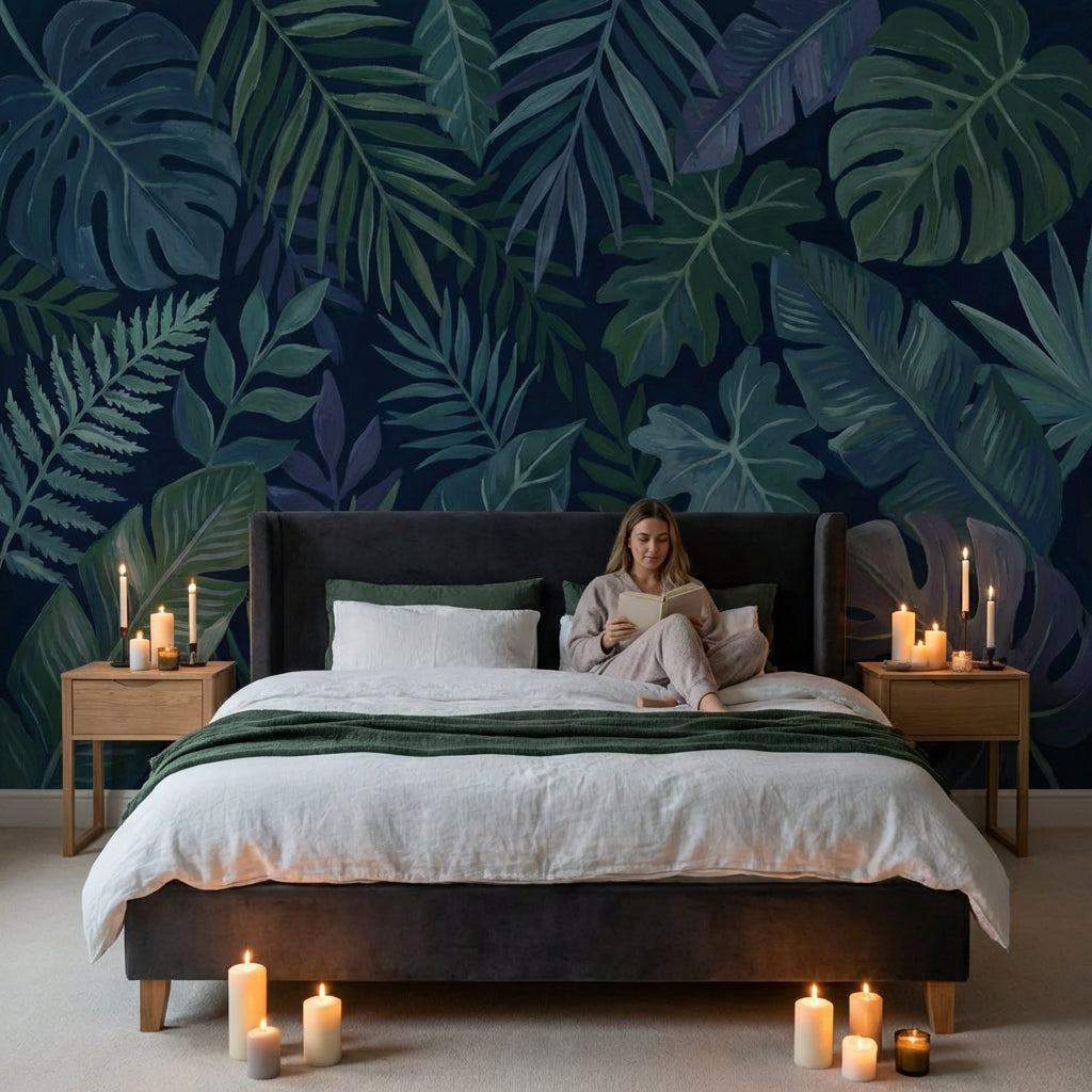 Shades Of Green Wallpaper Tropical Botanical Wall Decor