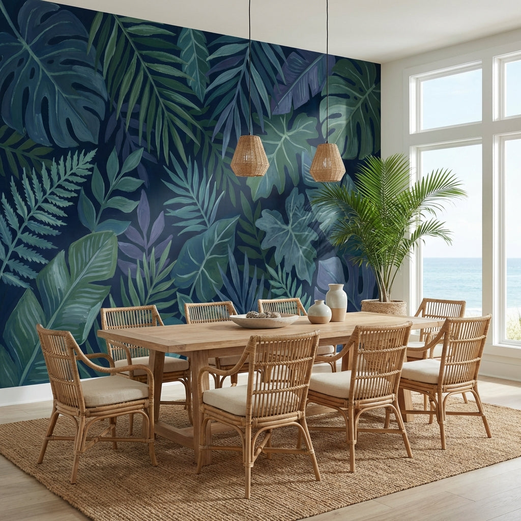 Shades Of Green Wallpaper Tropical Botanical Wall Decor