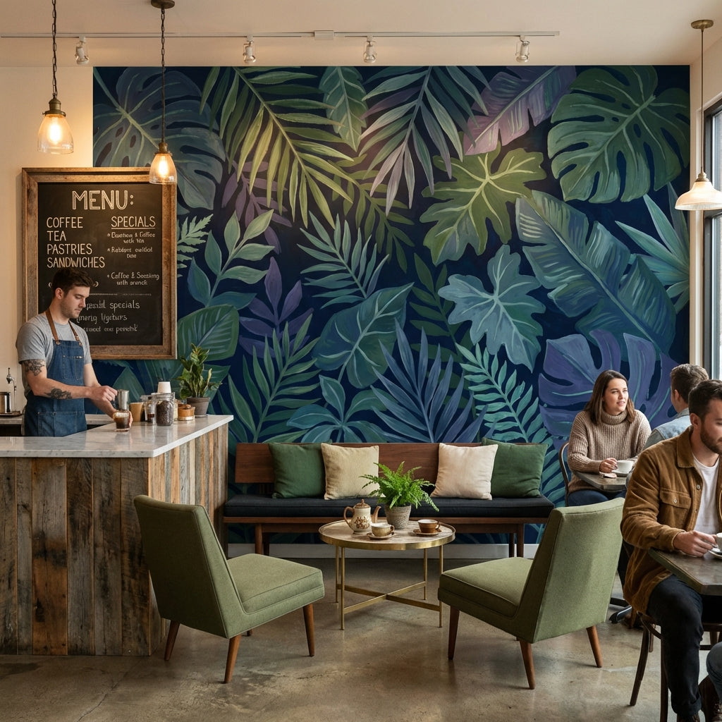Shades Of Green Wallpaper Tropical Botanical Wall Decor