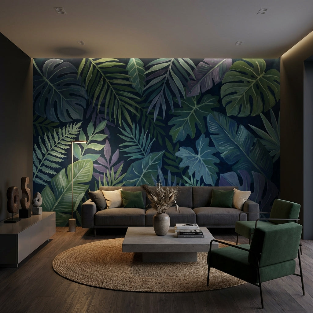 Shades Of Green Wallpaper Tropical Botanical Wall Decor
