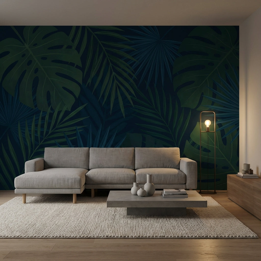 Shades Of Green Wallpaper Tropical Leaves Wall Mural