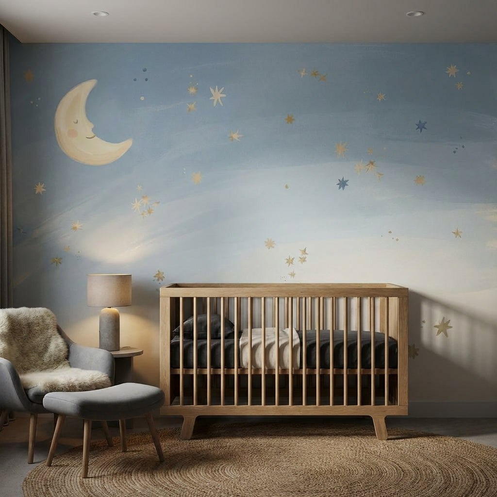 Moon Wallpaper Stars Night Sky Wall Mural