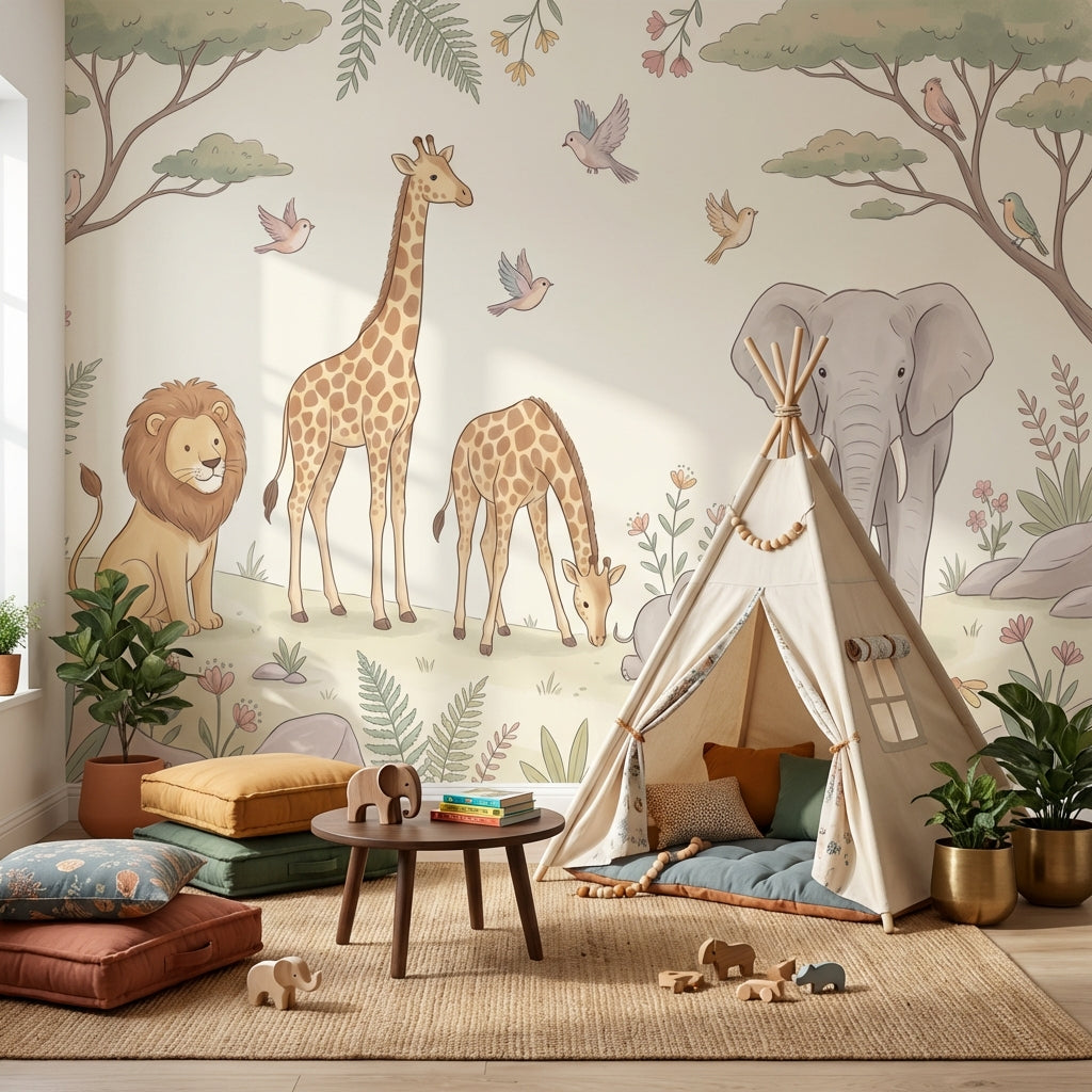 Safari Wallpaper Animals Nature Wall Mural