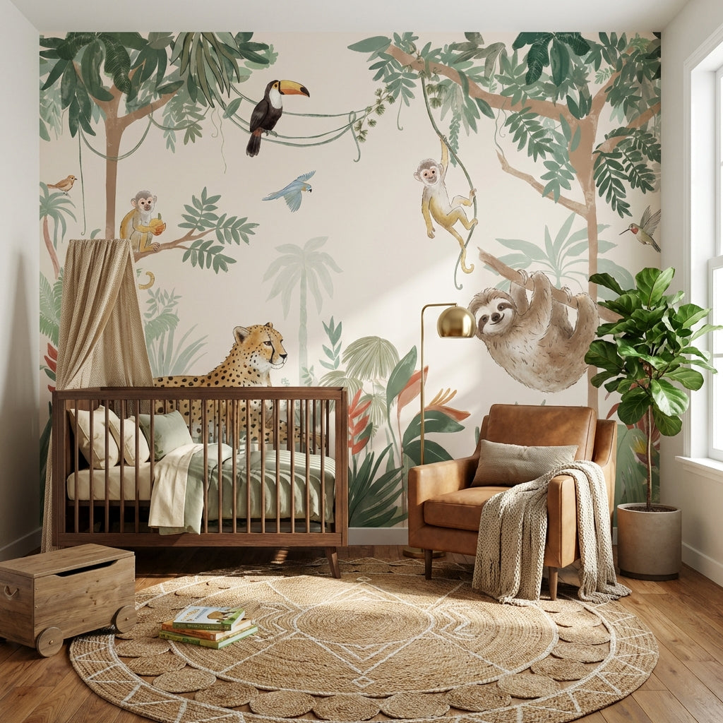 Jungle Wallpaper Animals Tropical Wall Mural