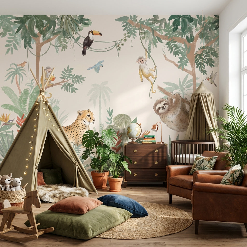 Jungle Wallpaper Animals Tropical Wall Mural