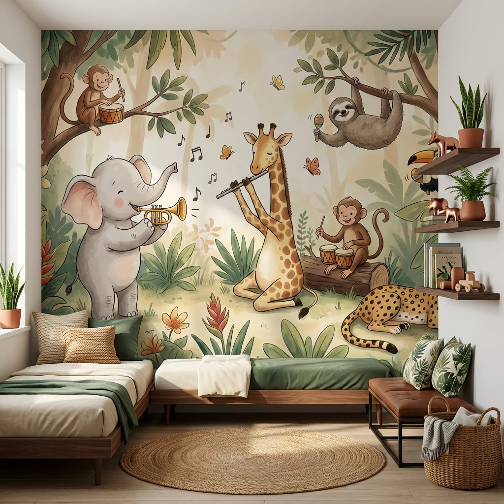 Jungle Animals Wallpaper Playful Nature Wall Mural