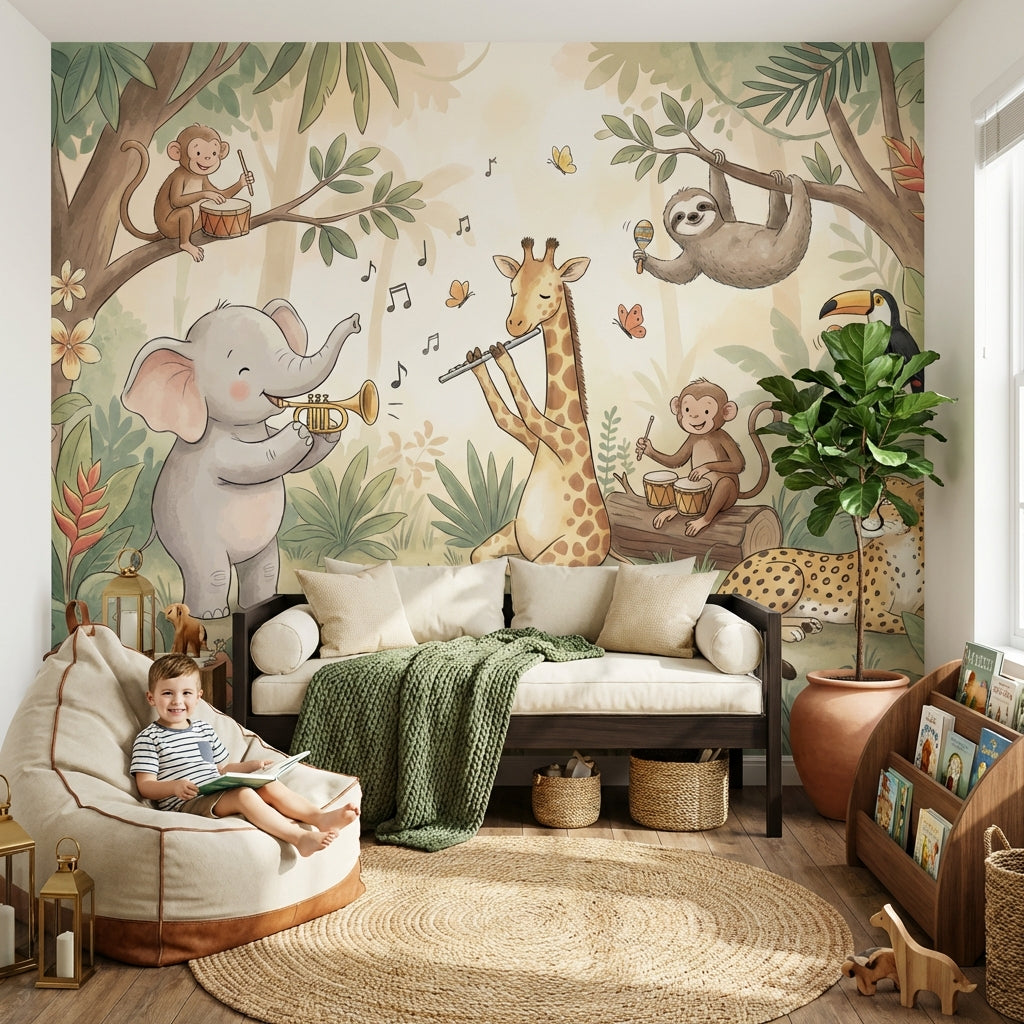 Jungle Animals Wallpaper Playful Nature Wall Mural