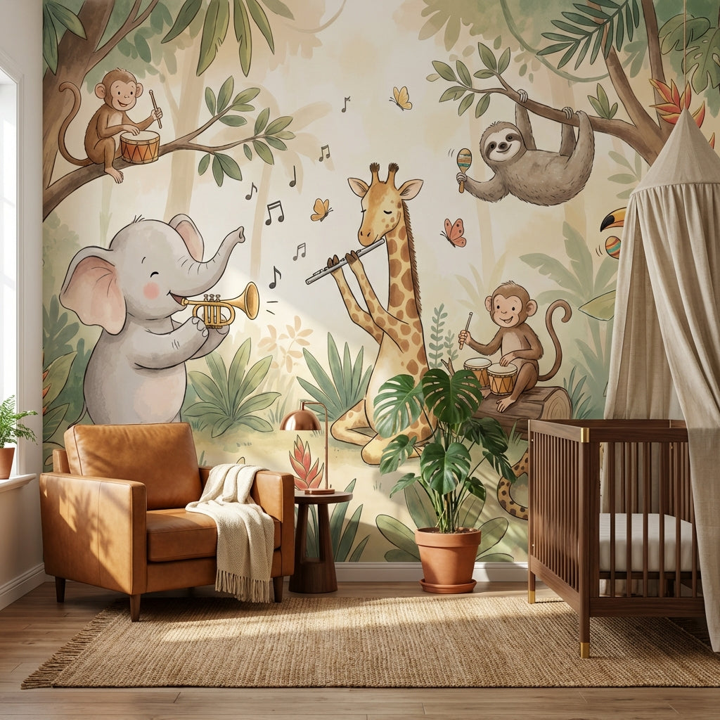 Jungle Animals Wallpaper Playful Nature Wall Mural