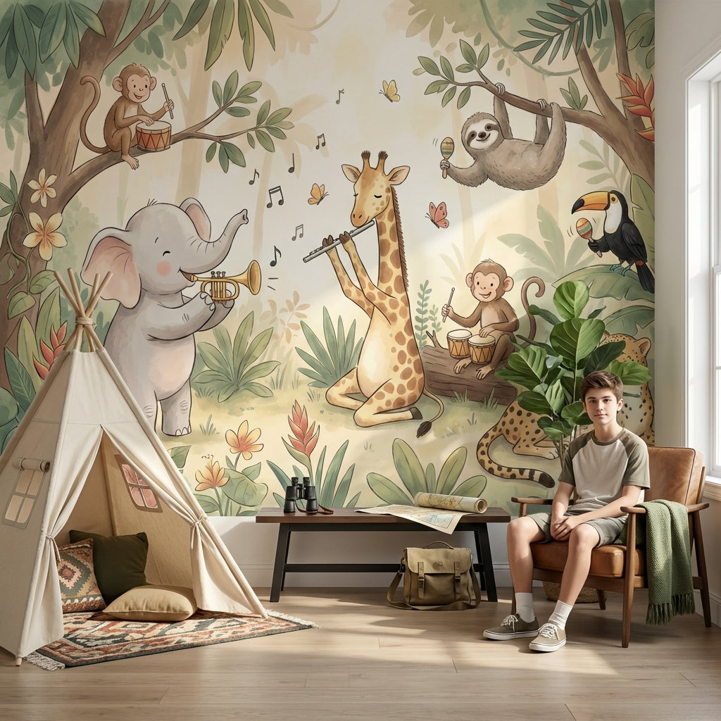 Jungle Animals Wallpaper Playful Nature Wall Mural