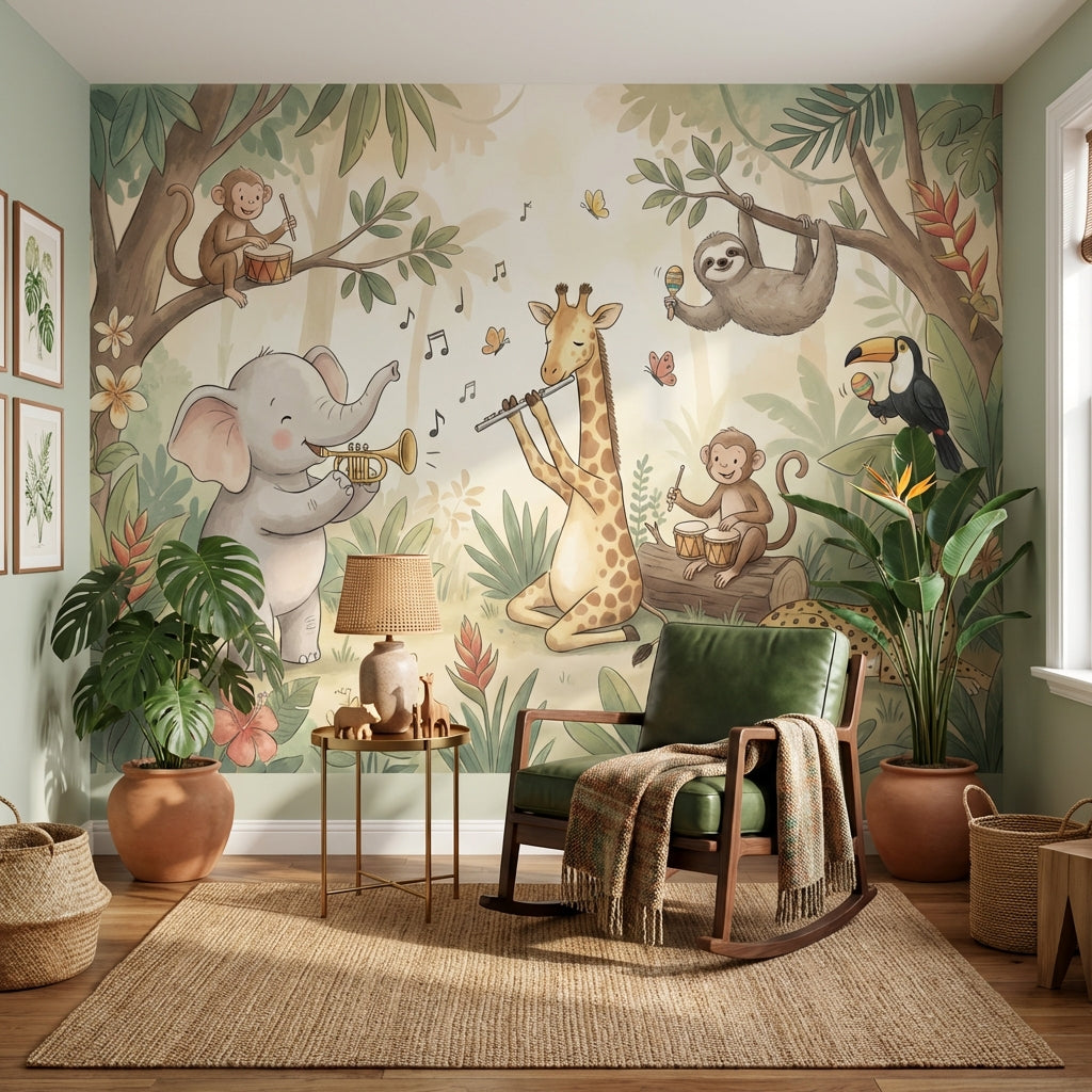 Jungle Animals Wallpaper Playful Nature Wall Mural