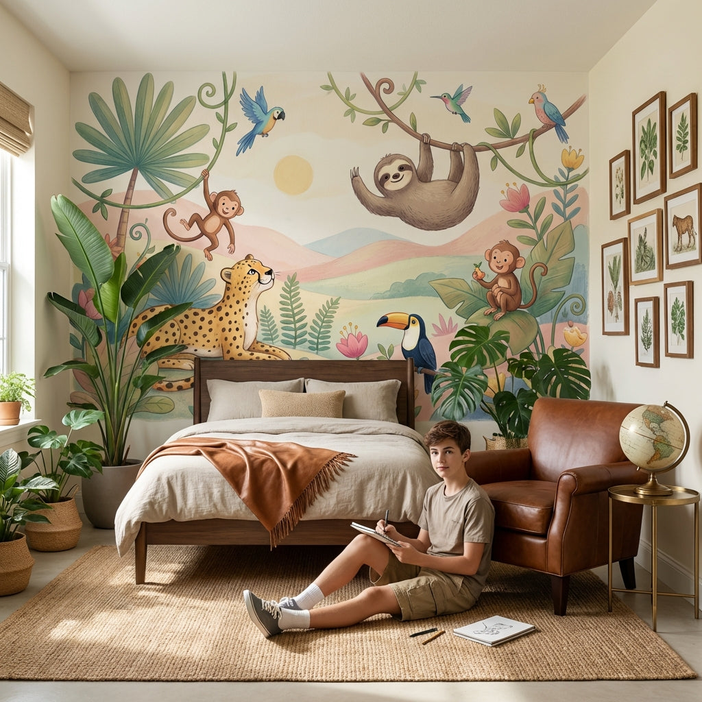 Jungle Wallpaper Animals Tropical Wall Mural