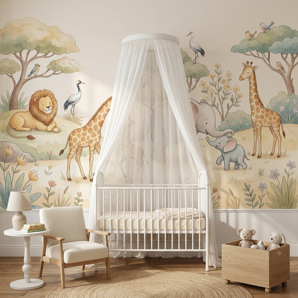 Playful Wallpaper Safari Pastel Wall Mural