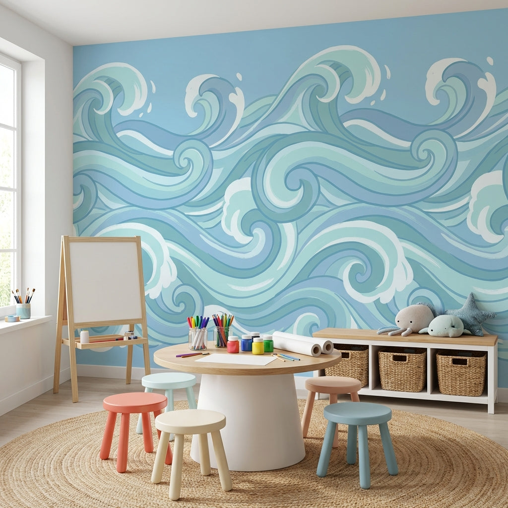Waves Wallpaper Ocean Abstract Wall Mural