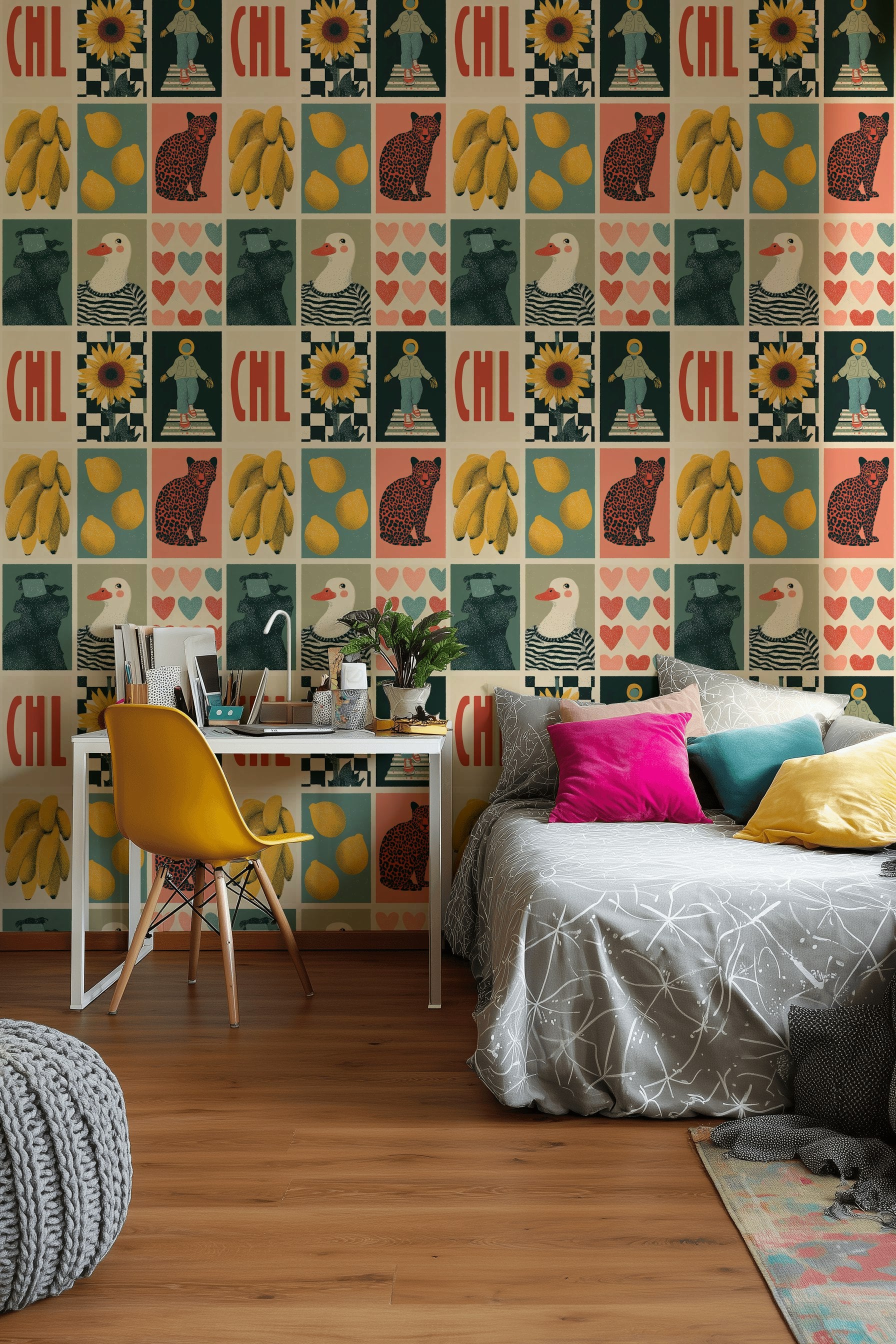 Eclectic Wallpaper Abstract Vibrant Removable Wall Decor