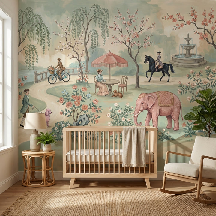Serene Garden Wallpaper Whimsical Vintage Wall Mural