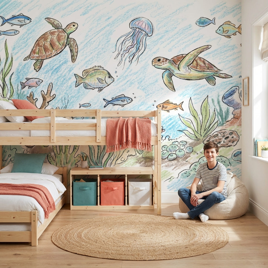 Underwater Wallpaper Marine Life Turtles Wall Mural