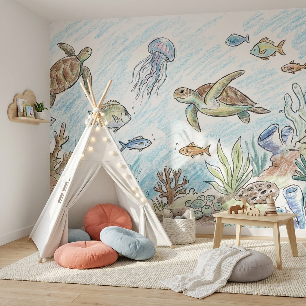 Underwater Wallpaper Marine Life Turtles Wall Mural