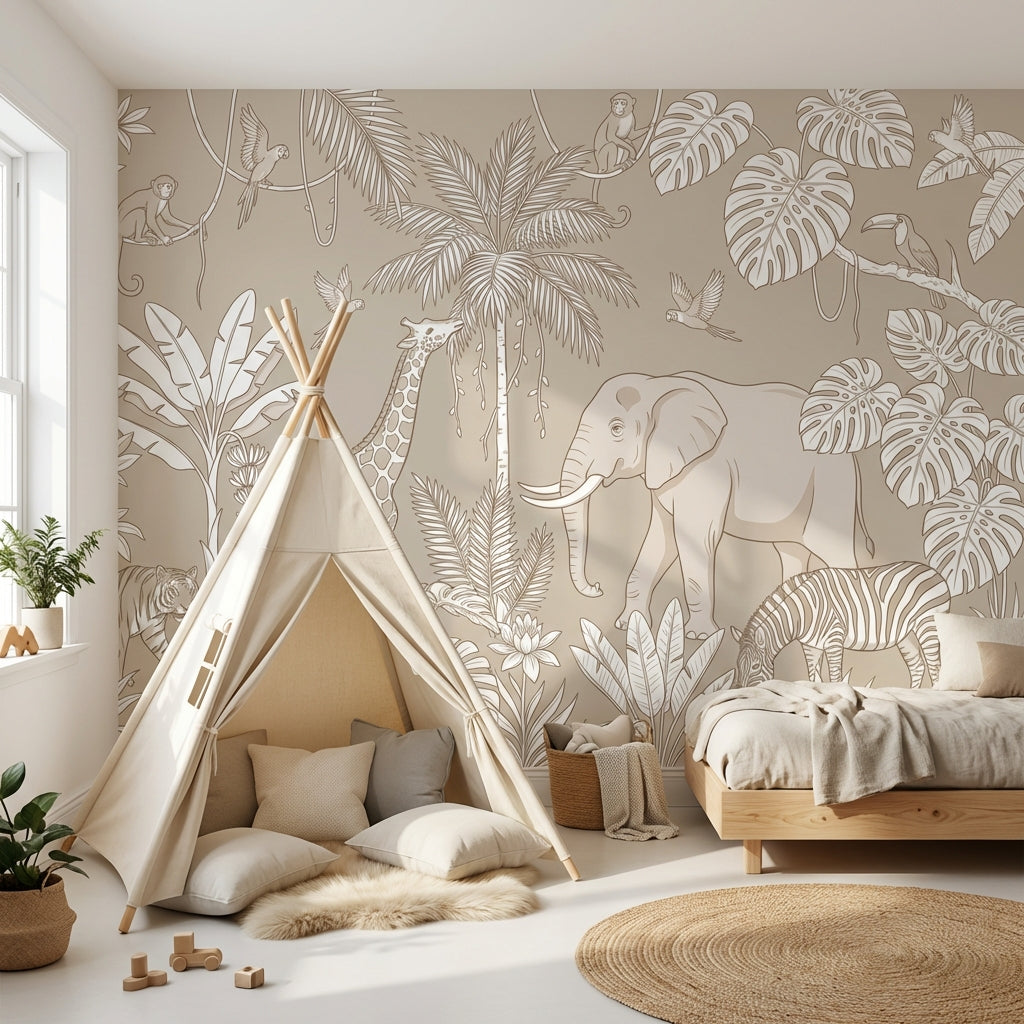 Jungle Wallpaper Animals Tropical Wall Decor