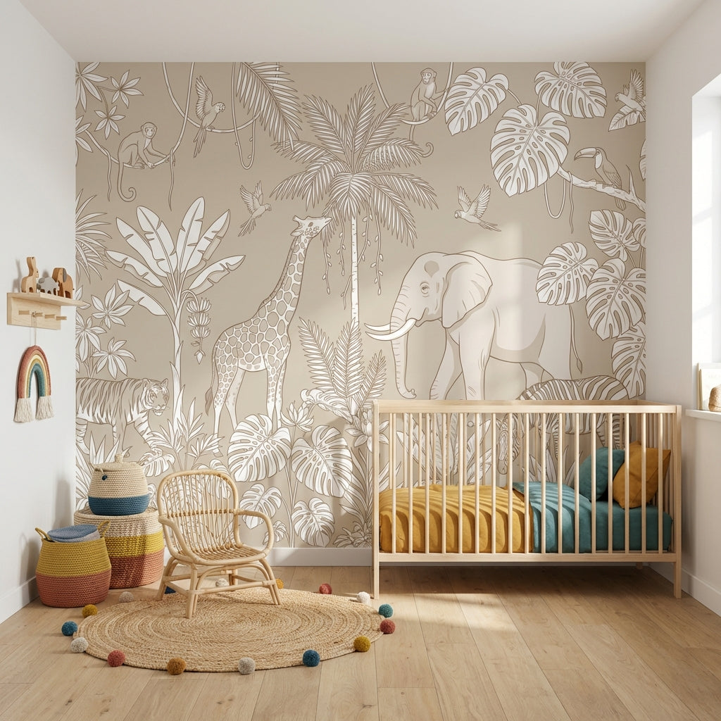 Jungle Wallpaper Animals Tropical Wall Decor