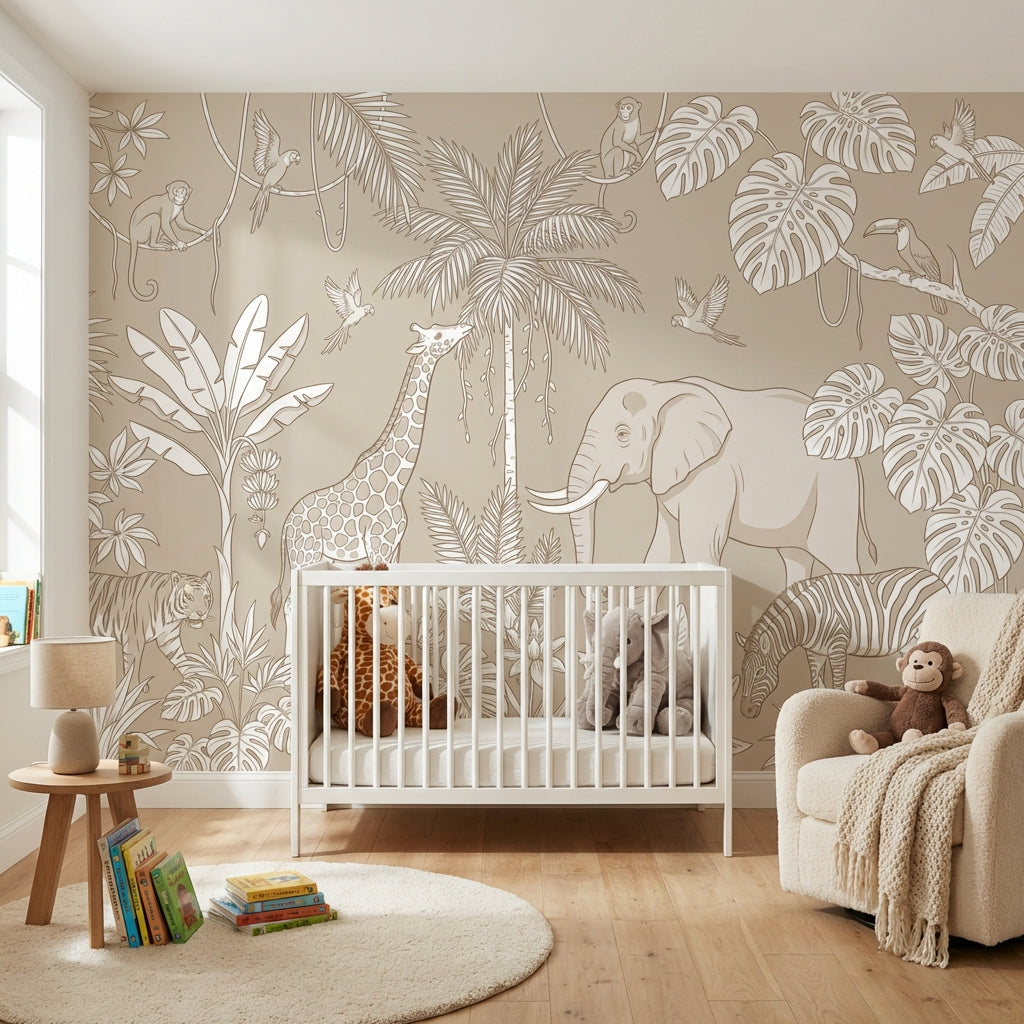 Jungle Wallpaper Animals Tropical Wall Decor