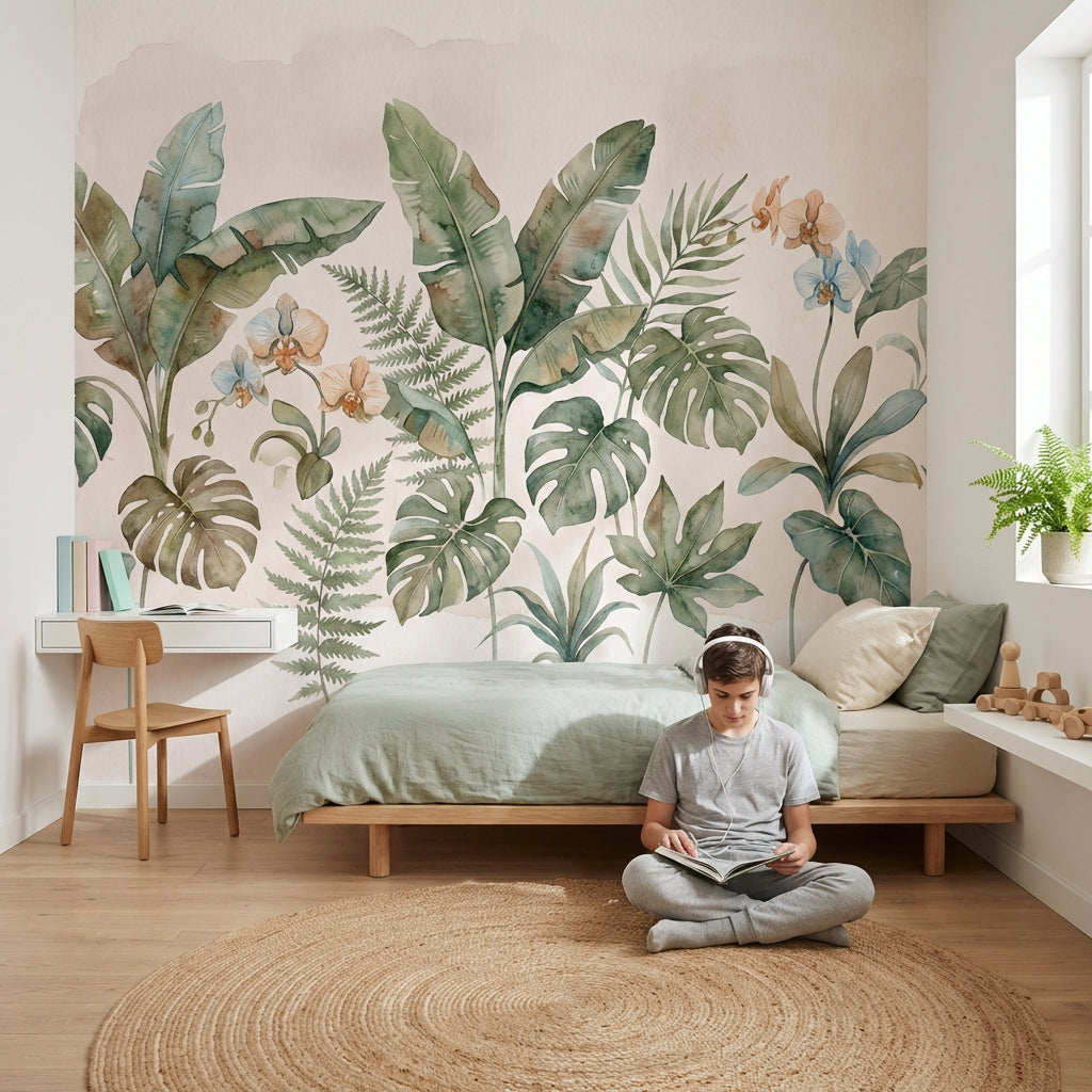 Botanical Wallpaper Tropical Watercolor Wall Mural
