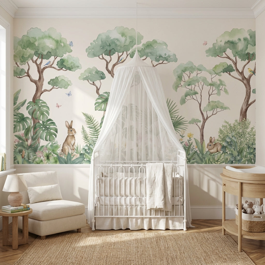 Shades Of Green Wallpaper Watercolor Floral Wall Mural