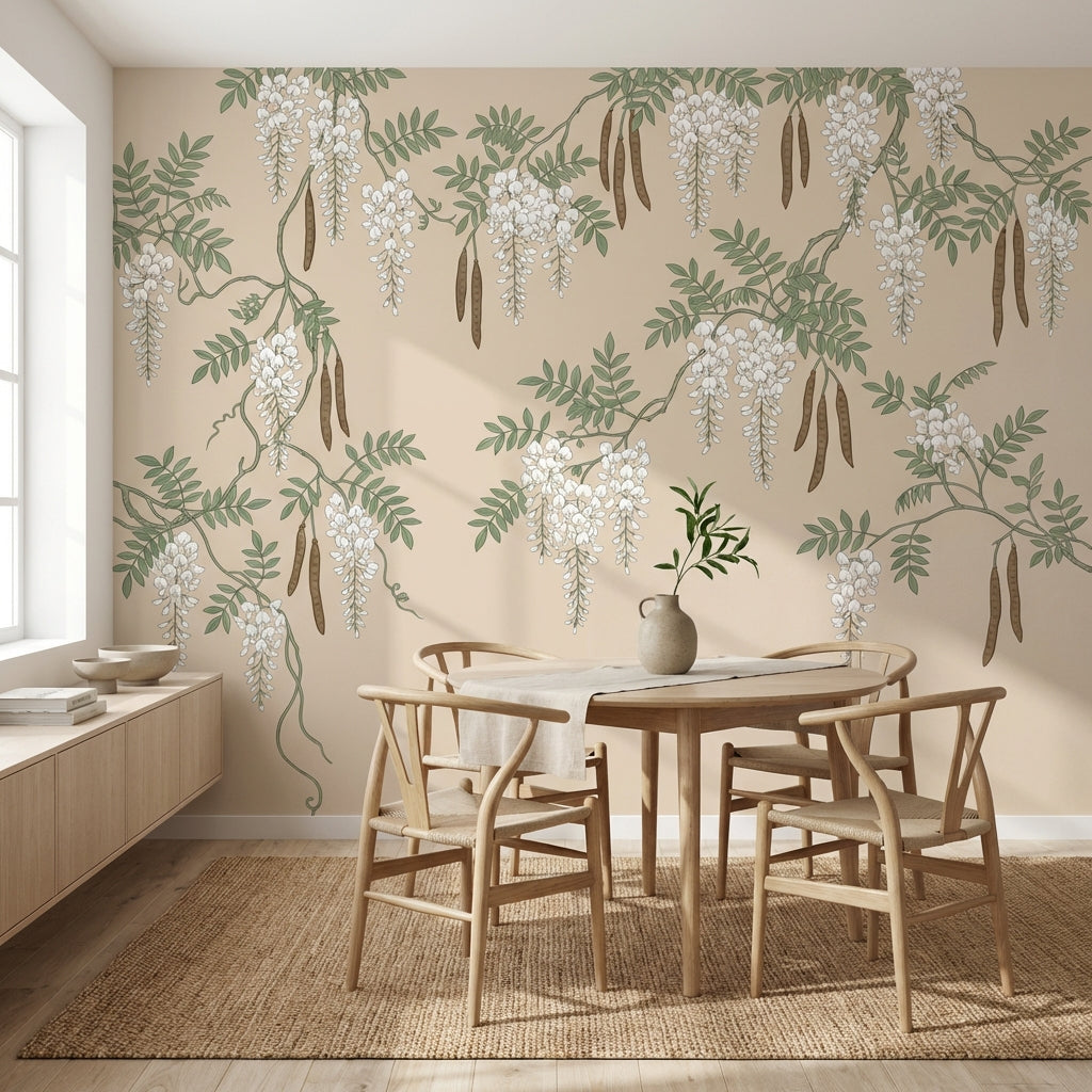 Chinoiserie Floral Wallpaper Elegant Vintage Wall Mural