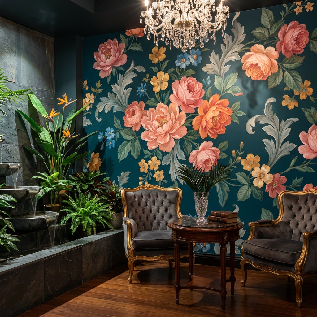 Floral Wallpaper Vintage Elegant Wall Mural