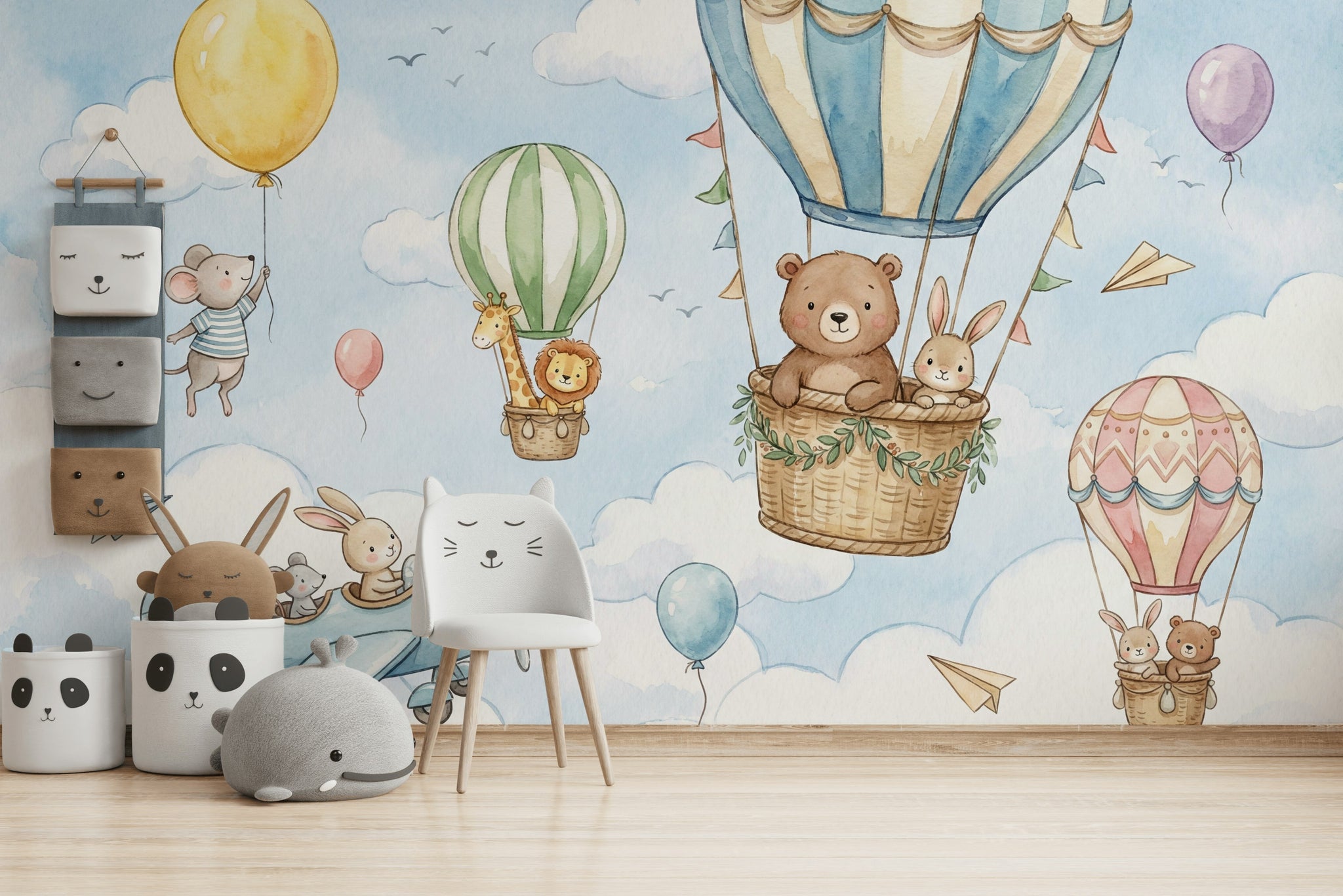 Whimsical Wallpaper Animals Bright Removable Wall Decor