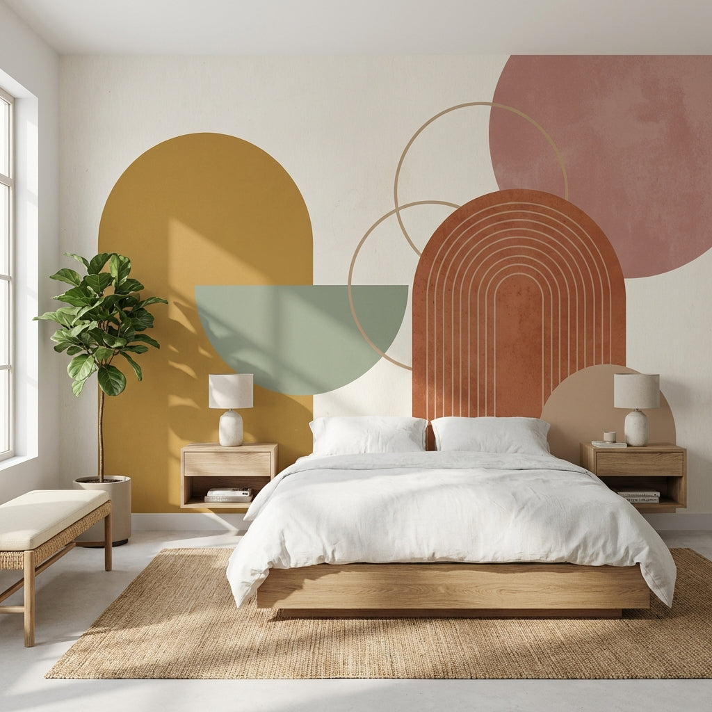 Muted Green Wallpaper Mid-Century Modern Wall Mural