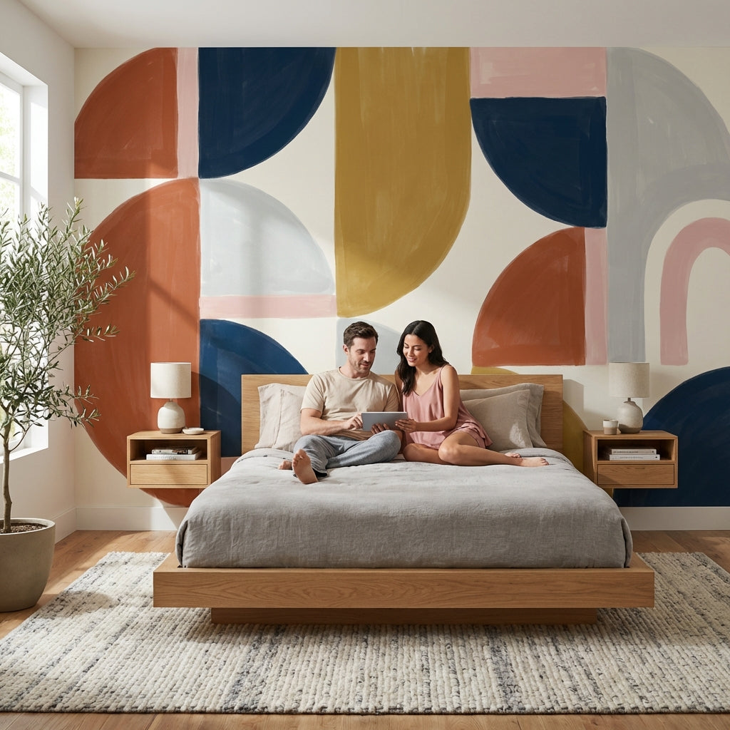 Geometric Wallpaper Abstract Modern Removable Wall Decor