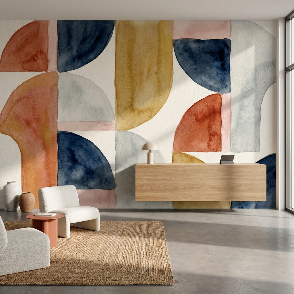 Watercolor Texture Wallpaper Geometric Abstract Wall Mural