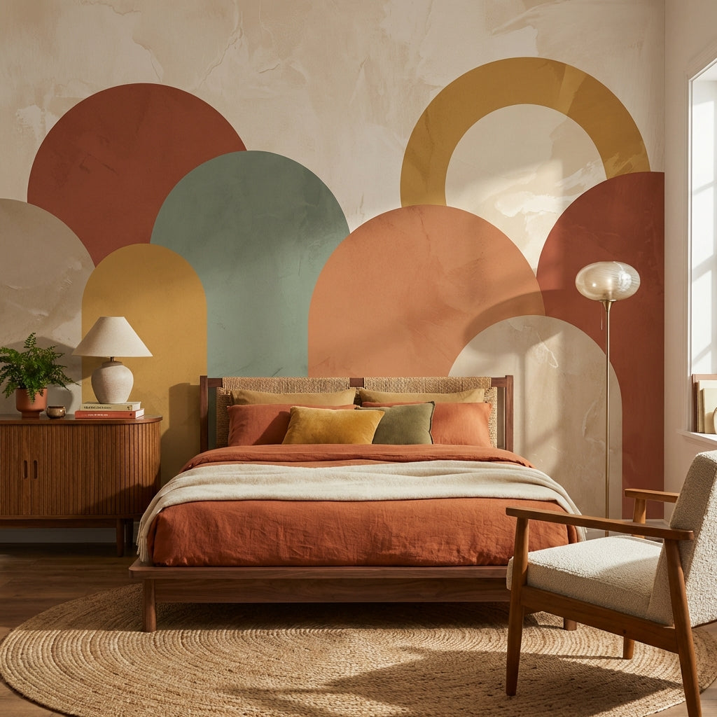 Mid-Century Modern Wallpaper Geometric Abstract Wall Mural