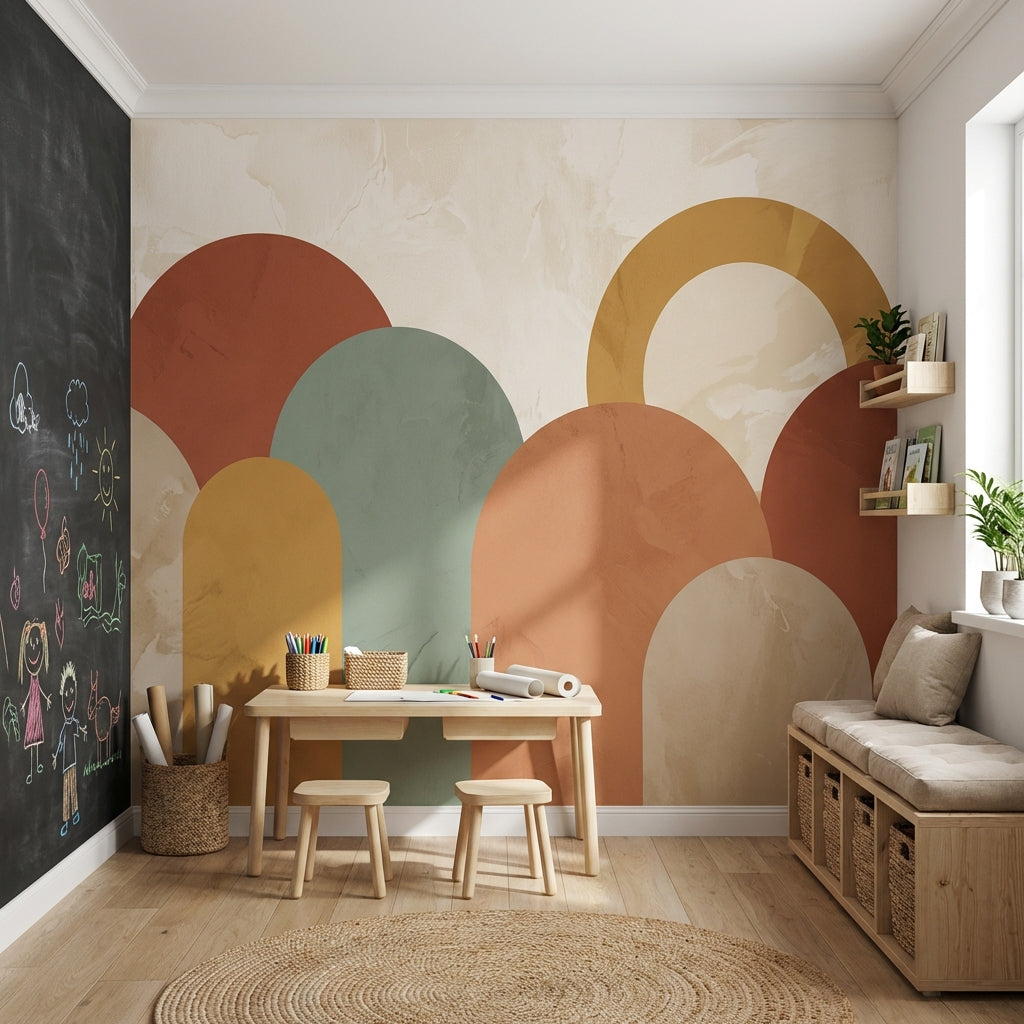 Mid-Century Modern Wallpaper Geometric Abstract Wall Mural