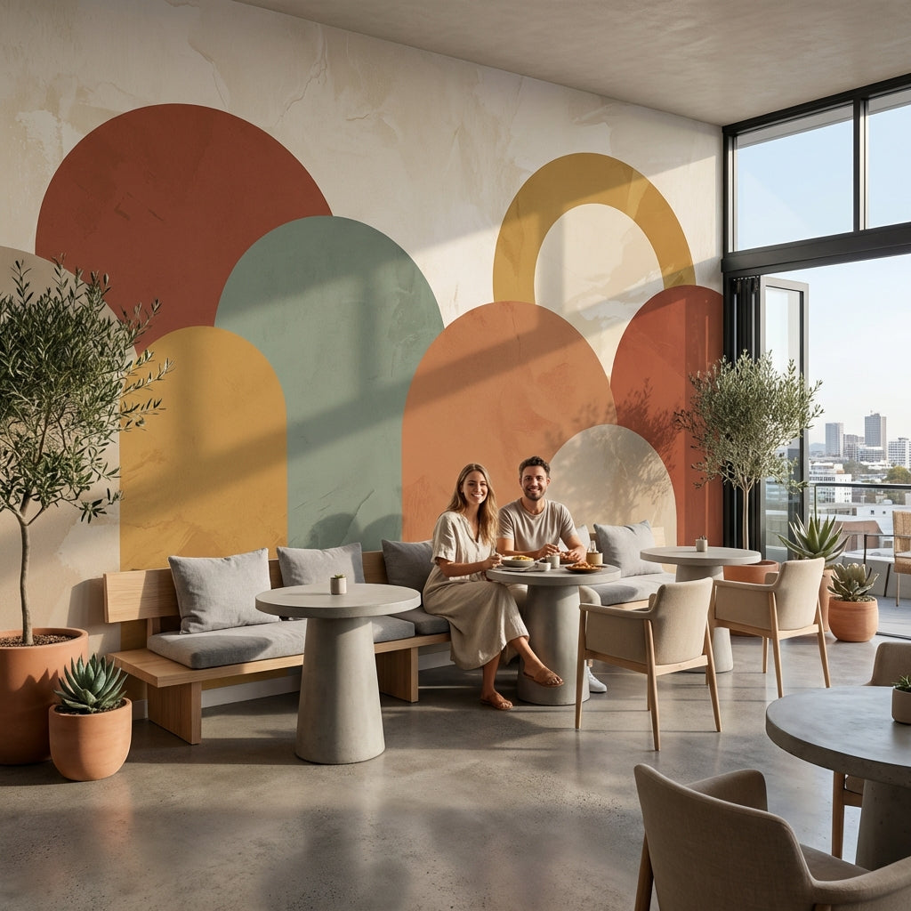 Mid-Century Modern Wallpaper Geometric Abstract Wall Mural