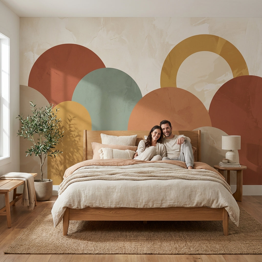 Mid-Century Modern Wallpaper Geometric Abstract Wall Mural
