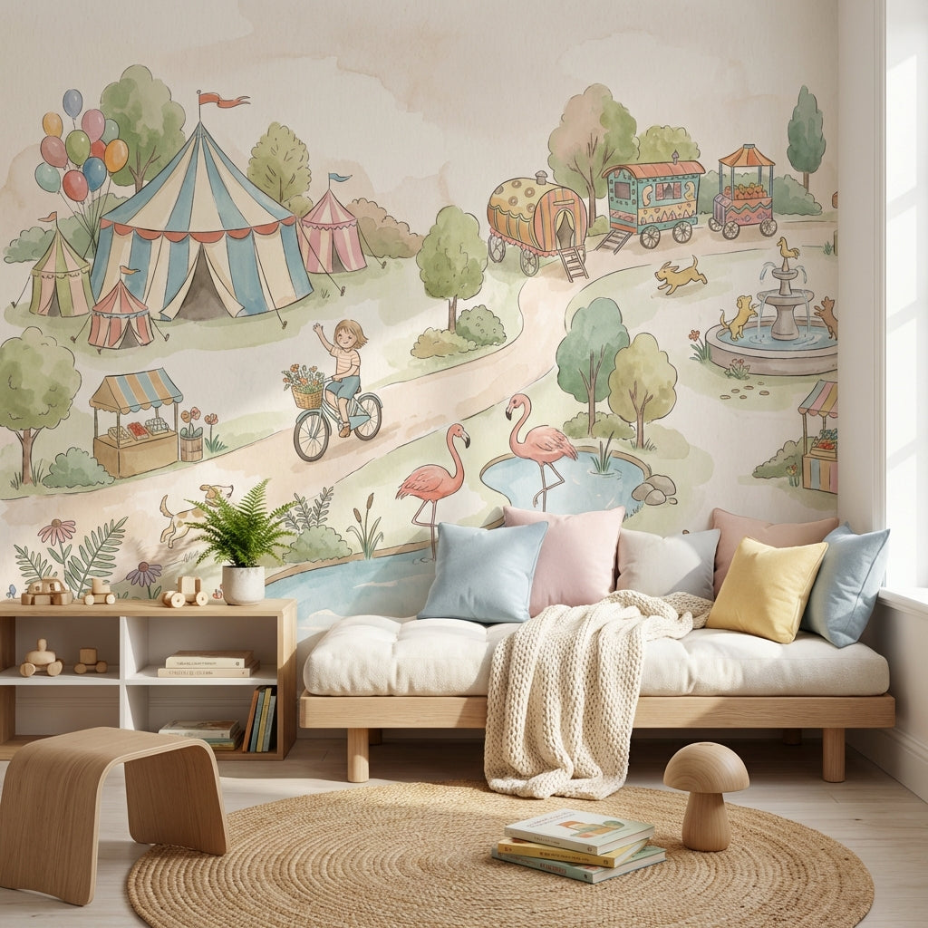 Circus Wallpaper Playful Vintage Wall Mural