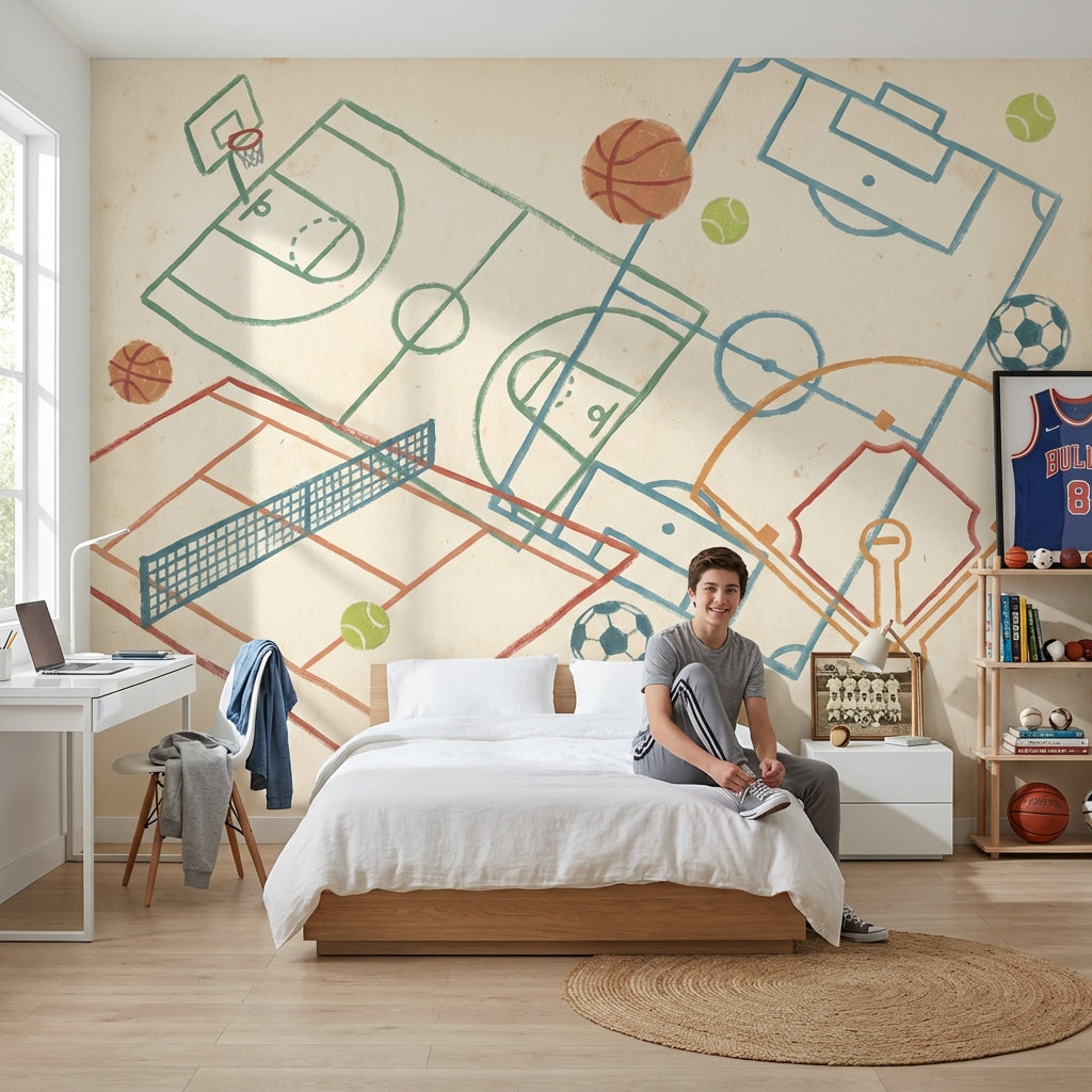 Sports Wallpaper Geometric Abstract Removable Wall Decor