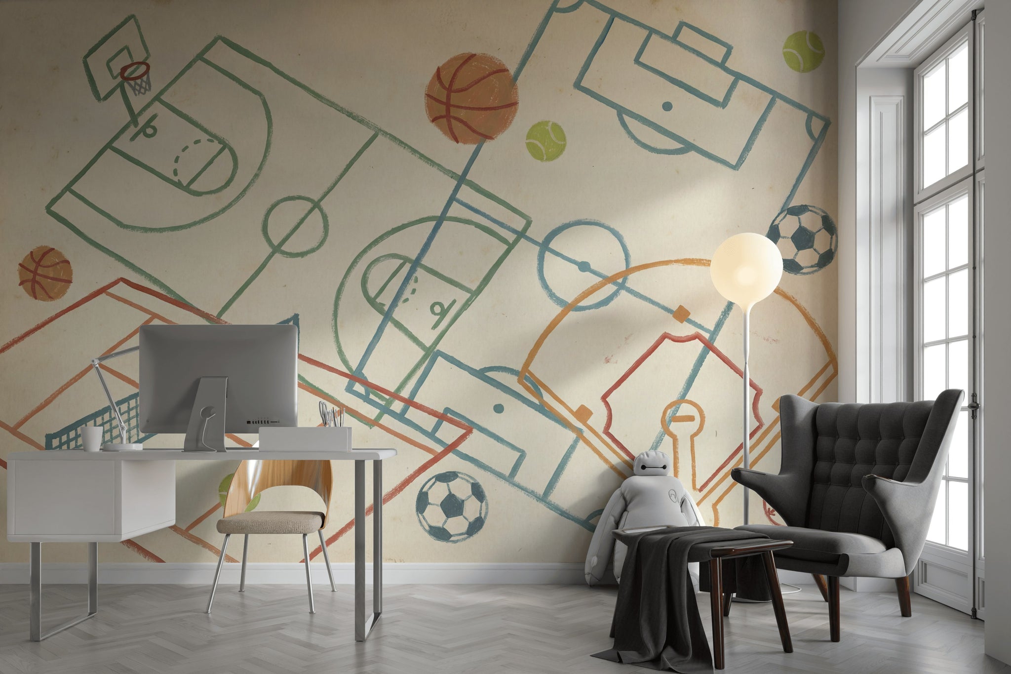 Sports Wallpaper Geometric Abstract Removable Wall Decor