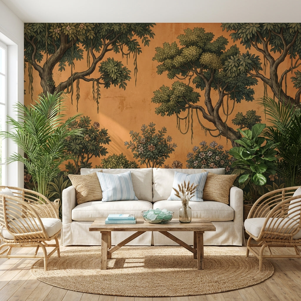 Tree Wallpaper Vintage Floral Wall Mural