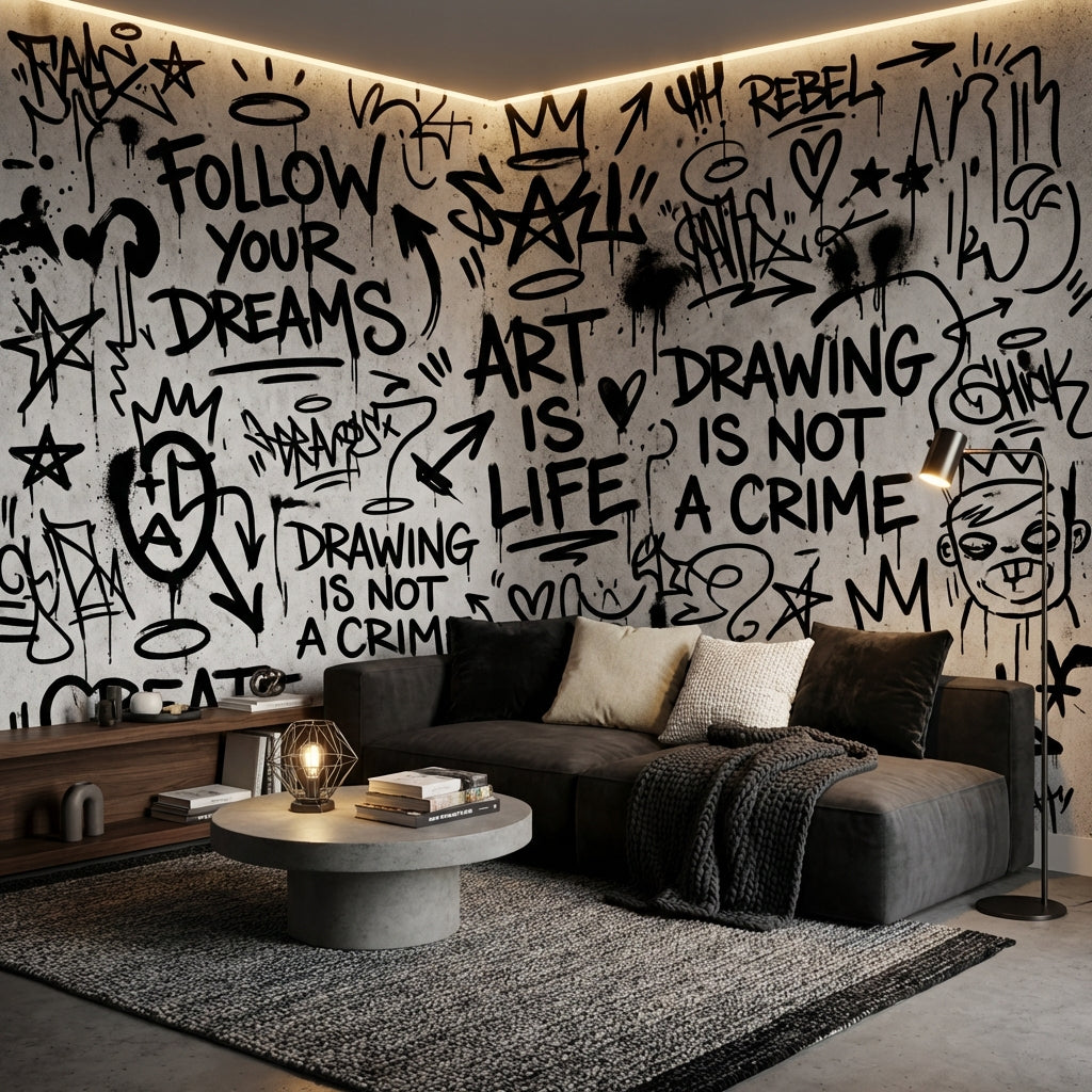 Graffiti Wallpaper Urban Rebellious Wall Mural