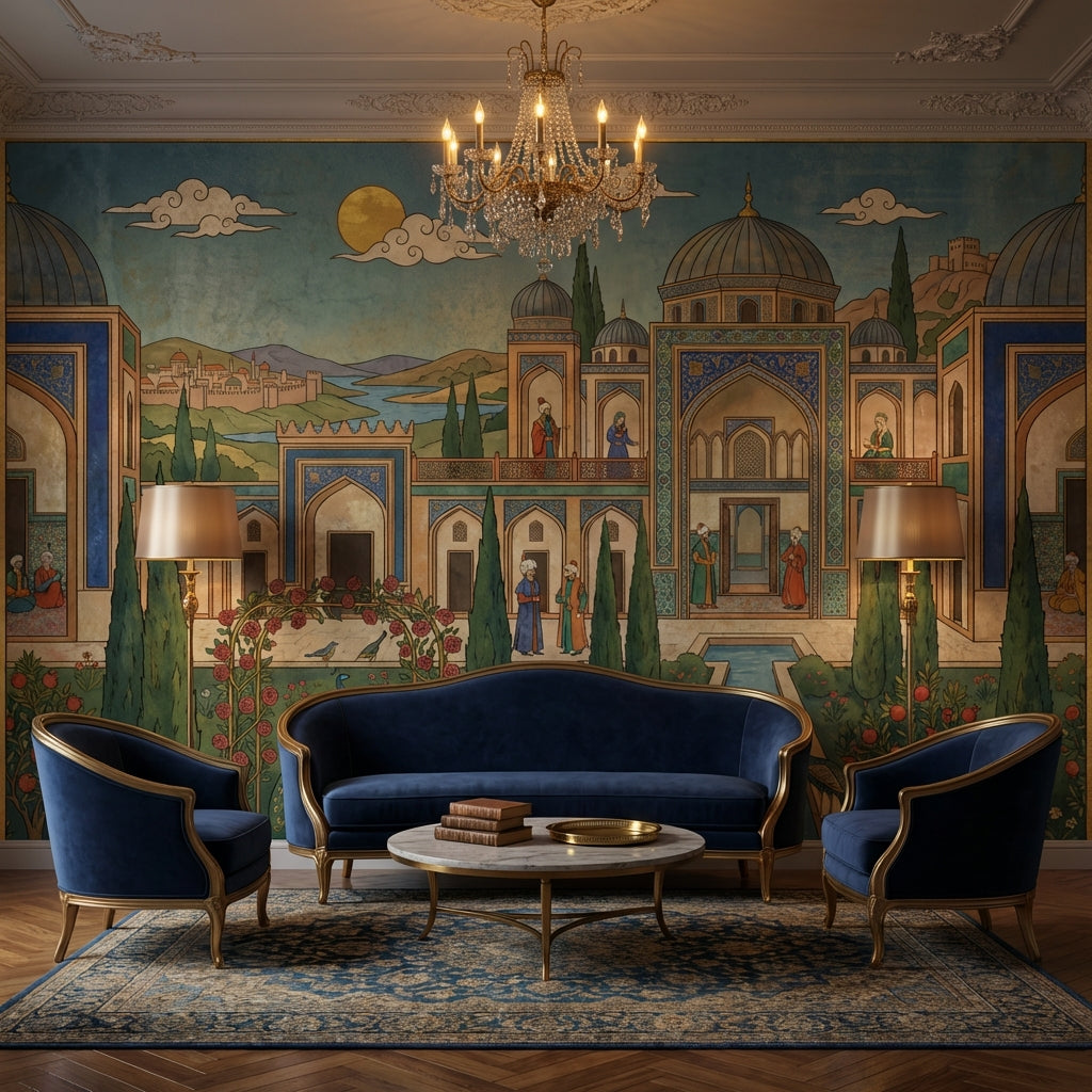 Persian Garden Wallpaper Architecture Peacocks Wall Mural