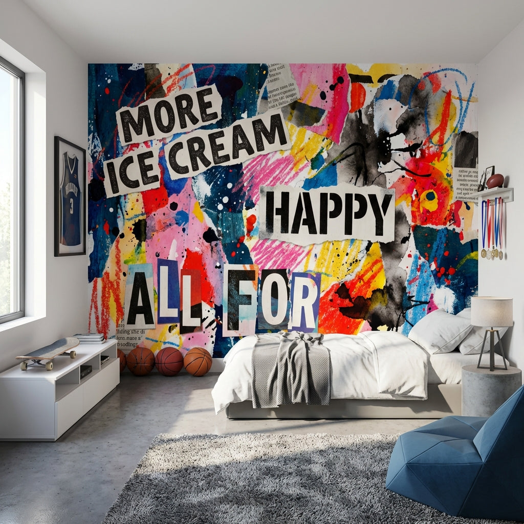 Eclectic Collage Wallpaper Vibrant Modern Wall Mural