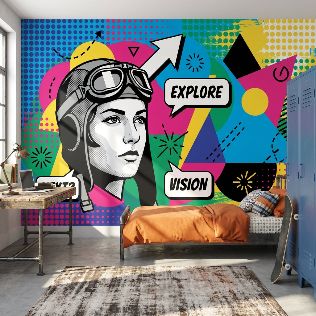 Pop Art Wallpaper Geometric Colorful Wall Decor