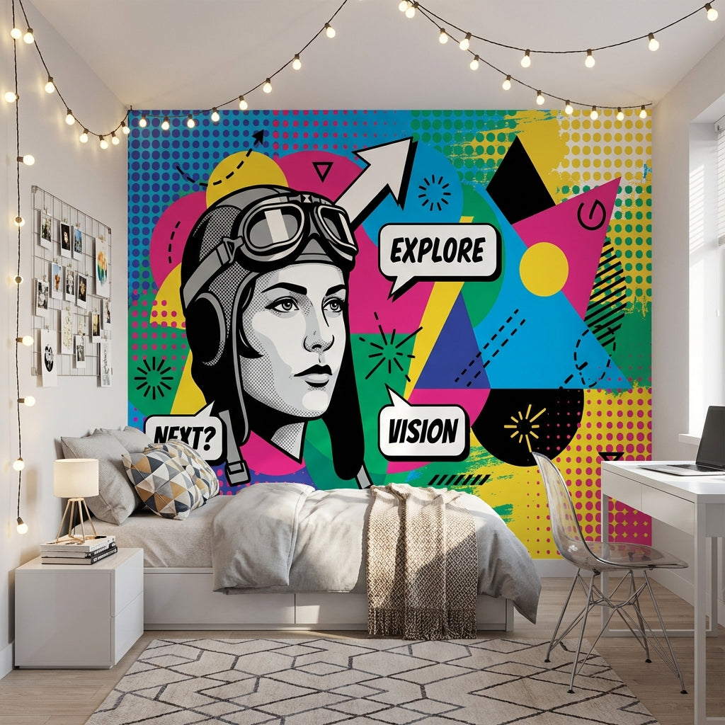 Pop Art Wallpaper Geometric Colorful Wall Decor