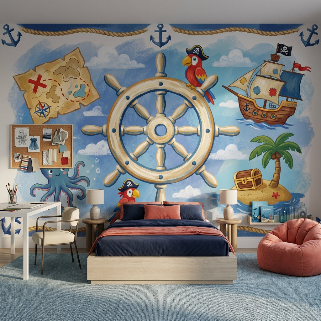 Pirate Ship Wallpaper Nautical Treasure Wall Mural