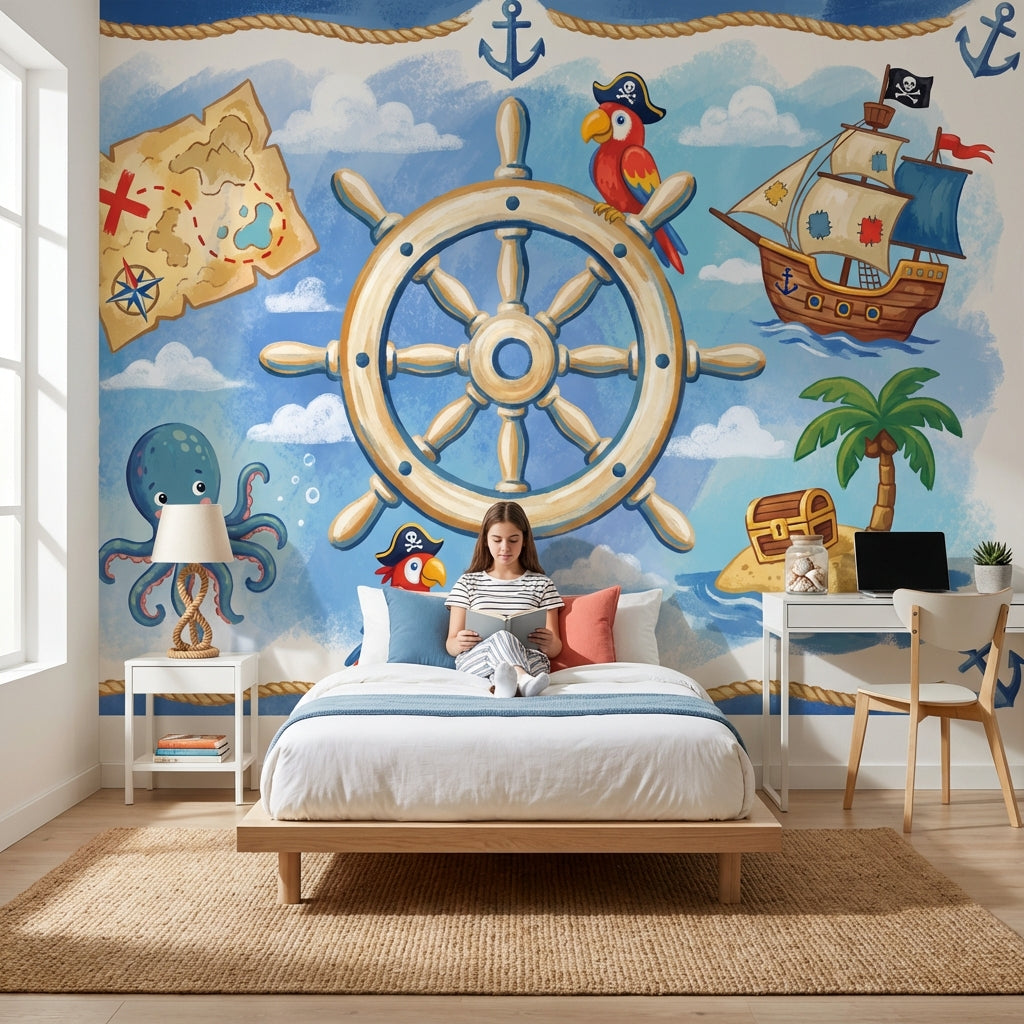 Pirate Ship Wallpaper Nautical Treasure Wall Mural