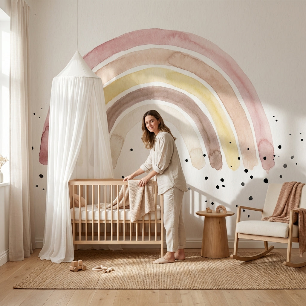 Abstract Rainbow Wallpaper Watercolor Minimalist Wall Mural