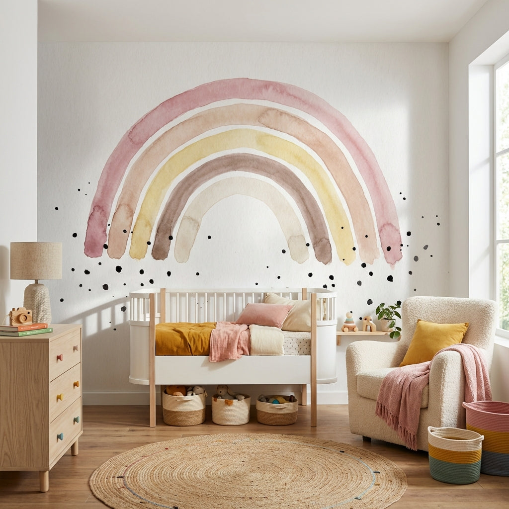 Abstract Rainbow Wallpaper Watercolor Minimalist Wall Mural