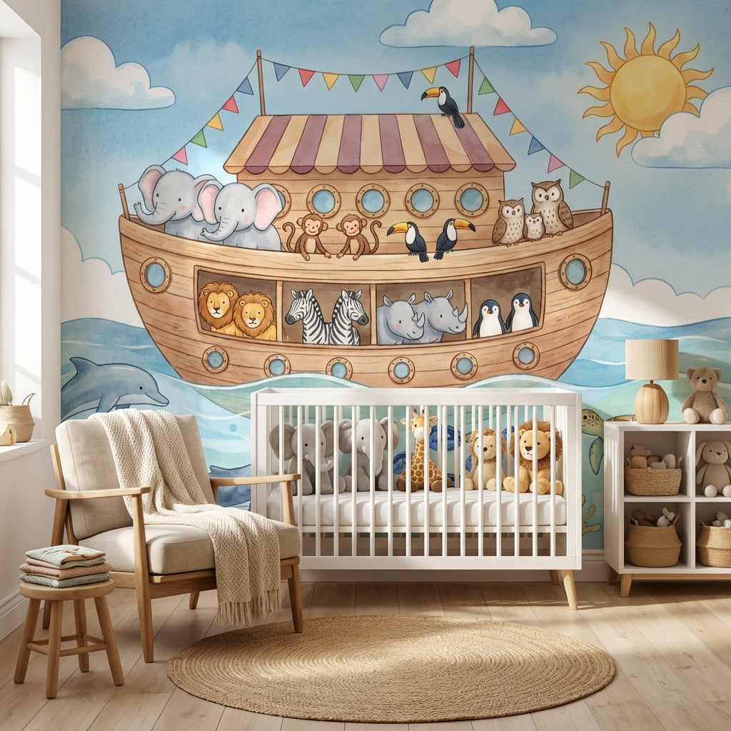 Ark Wallpaper Whimsical Cartoon Wall Mural